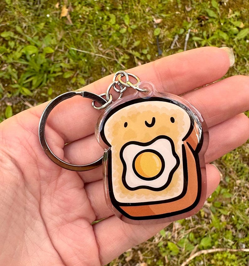 Egg & Toast Keychain | Cute Acrylic Keychain | Kawaii Food Keychain ...