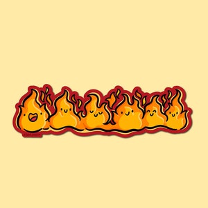 Flame Friends Sticker | Weatherproof Vinyl Sticker| Kawaii Sticker| cute fire sticker | fire with a face |elemental sticker |kawaii fire art