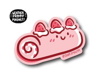 Strawberry Roll Magnet | Vinyl Magnet | Die Cut Magnet | Kawaii Food Magnet | swiss roll magnet | cute pink magnet | cute desserts magnet