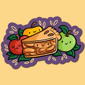 Apple Pie Vinyl Sticker | Cute Food Sticker | Fall Sticker| Kawaii Food Art| Weatherproof Sticker | Cute Apple Sticker | Desserts Sticker
