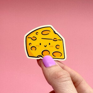 Mini Cheese Vinyl Sticker Waterproof Phone Sticker block of cheese sticker cute cheese sticker mini cheese sticker kawaii food art image 3