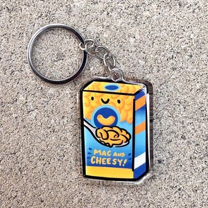 Macaroni & Cheese Keychain | Cute Acrylic Keychain | pasta keychain | box of macaroni keychain | mac and cheese keychain |cute food keychain