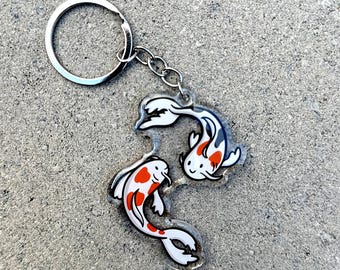 Koi Fish Keychain | Cute Acrylic Keychain | Cute fish keychain | koi fish swimming | pet koi fish keychain | kawaii animals keychain