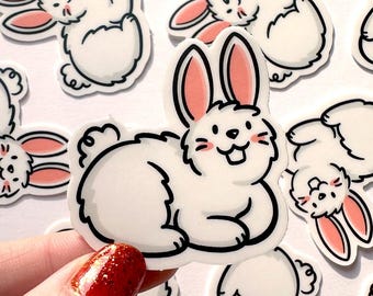 White Bunny Mini Sticker | Waterproof Mini Sticker | Kawaii animal sticker | cute bunny sticker | pet rabbit sticker | cute rabbit sticker