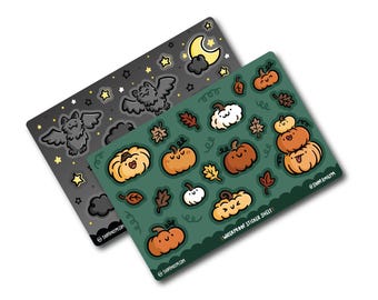 Halloween Sticker Sheet Bundle | Mini Vinyl Stickers | halloween sticker sheet | cute bats sticker sheet | kawaii halloween stickers | moon
