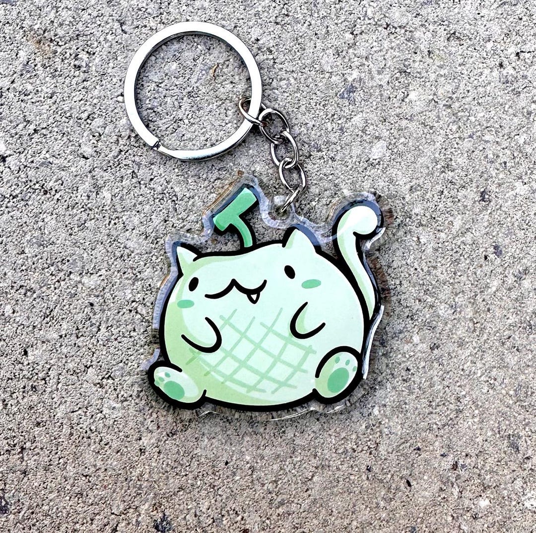 Melon Cat Keychain Muskmelon Keychain Kawaii Keychain Honeydew