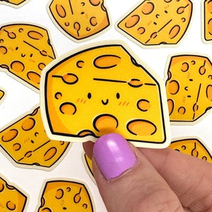 Mini Cheese Vinyl Sticker Waterproof Phone Sticker block of cheese sticker cute cheese sticker mini cheese sticker kawaii food art image 1