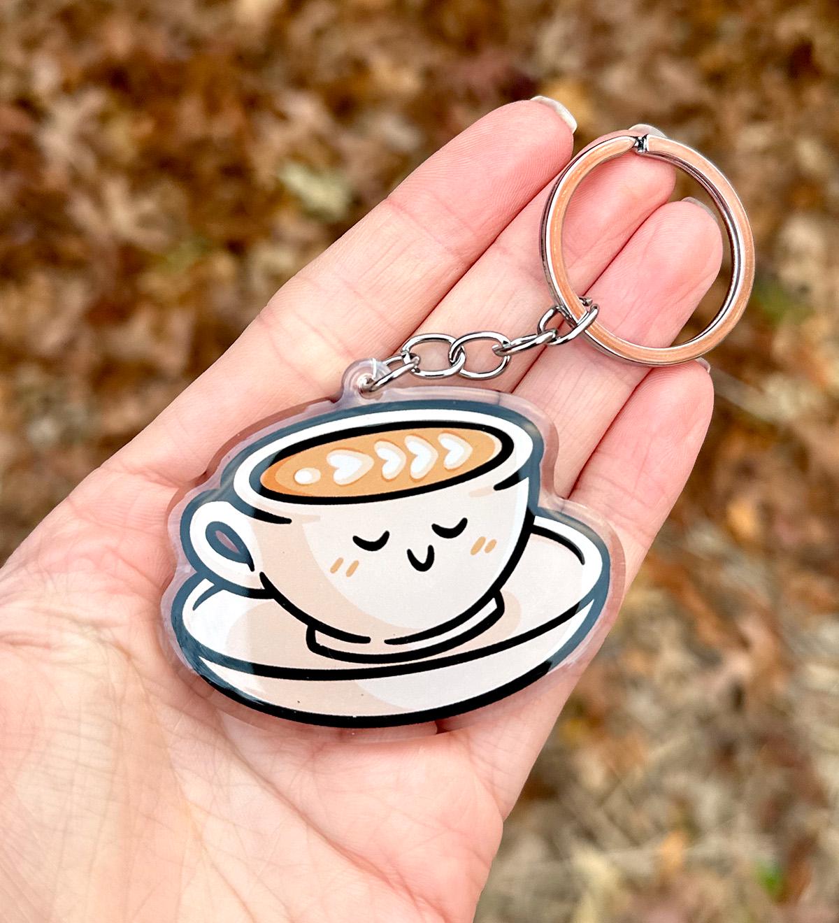 Latte Keychain | Cute Acrylic Keychain | Coffee Drinker Keychain  display picture 1