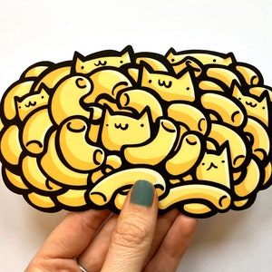 Giant Cataroni and Cheese Vinyl Sticker | Mac and Cheese | Cat Sticker | Food Artwork | Weatherproof Sticker | Car Sticker | Kawaii Sticker