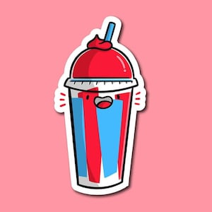 Red Slushee Vinyl Sticker | Cherry Slush Sticker | Cute food Sticker| Kawaii Art| Cherry Slushy Weatherproof Sticker | Cute desserts artwork
