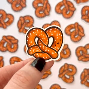 Soft Pretzel Mini Sticker | Waterproof Sticker | Kawaii food sticker | junk food sticker | cute food sticker | soft pretzel artwork