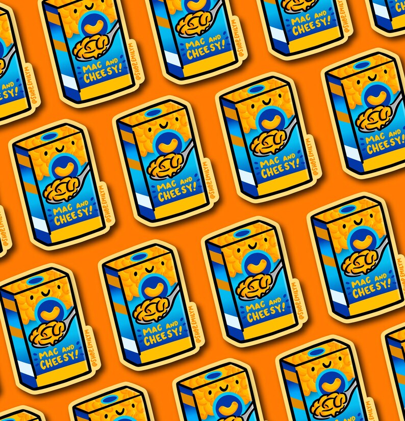 Macaroni and Cheese Sticker | Weatherproof Vinyl Sticker | Kawaii Food ...