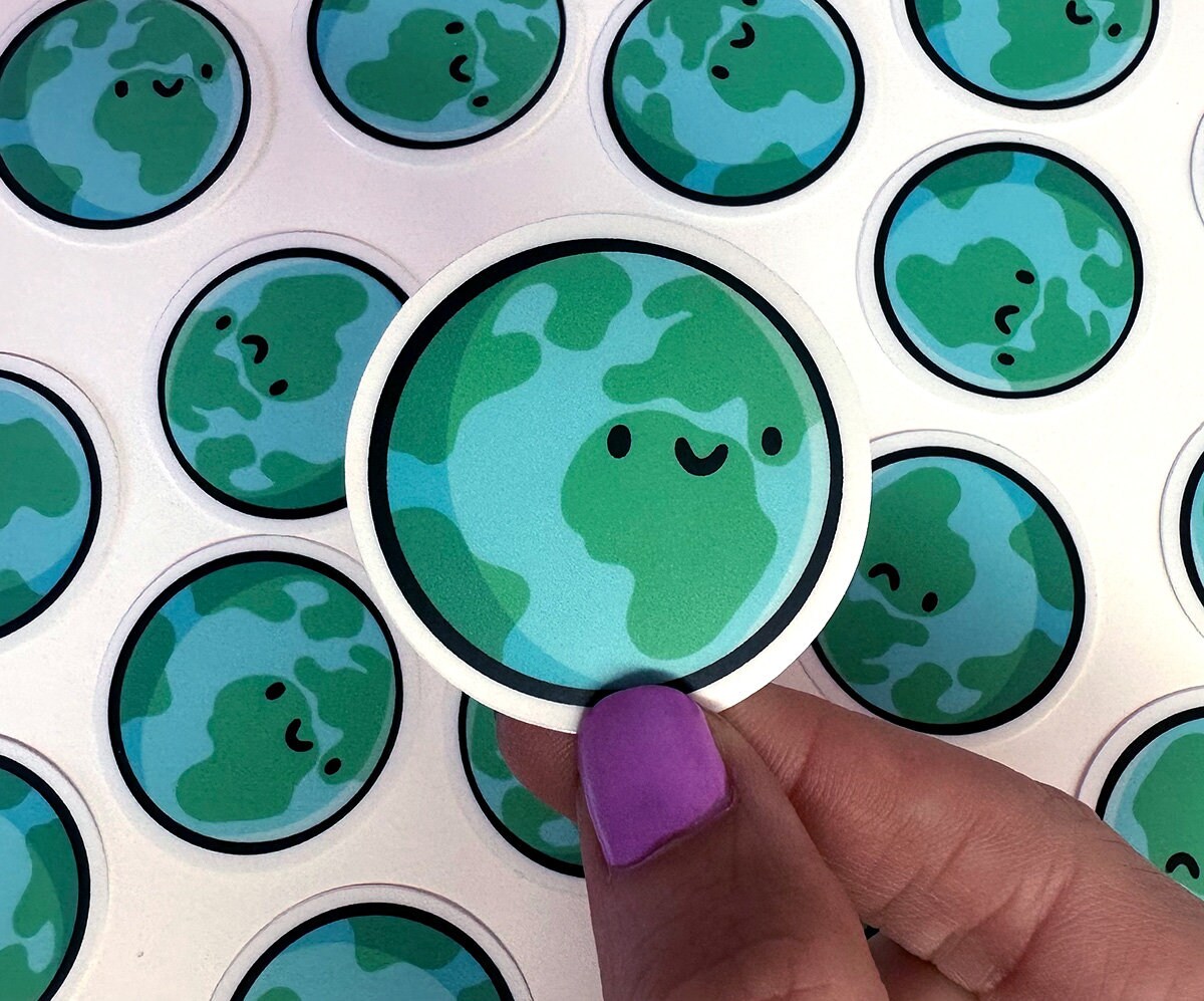 Mini Earth Sticker | Waterproof Vinyl Sticker | Kawaii Space | Water ...