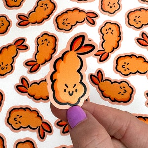 Mini Shrimp Vinyl Sticker | Waterproof Phone Sticker | Kawaii Food sticker | friend shrimp sticker | cute ebi sticker | cute shrimp sticker