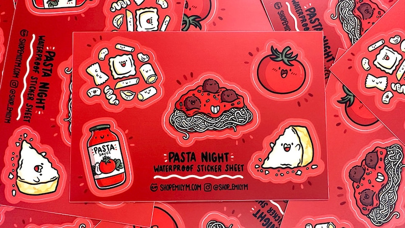 Pasta Sticker Real Pasta Night Waterproof Sticker Sheet | Mini Vinyl Stickers |cute Pasta ...