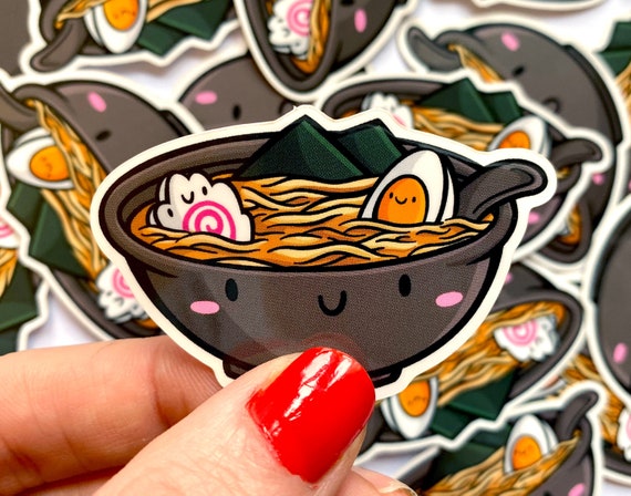 Mini Ramen Sticker Japanese Food Artwork Kawaii Food Stickers Waterproof  Vinyl Sticker Water Bottle Sticker Car Sticker Naruto Egg 