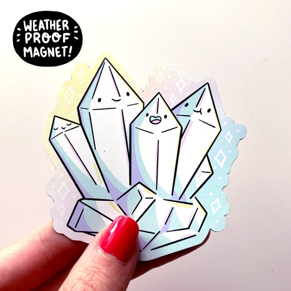 Crystal Magnet | Waterproof Vinyl Magnet | Kawaii Style Magnet | Cute Crystals Magnet| Quartz Magnet | Geodes Art | Pastel Rainbow Gradient