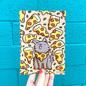 Pizza Hund Print | Niedliche Küchenkunst | Kawaii Food Print| Pepperoni Pizza Print | Kawaii Style Kunst| Niedliche Hunde Kunst| Pizza Party | Kawaii Essen