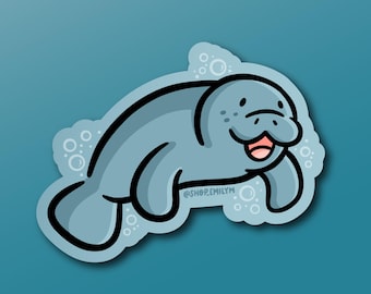 Seekuh Aufkleber | Wetterfester Vinyl-Aufkleber | kawaii Tier Sticker | süßer Tieraufkleber | Meeresbewohner Sticker | Aquarium Aufkleber
