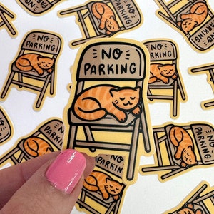 Mini Parking Chair Cat Vinyl Sticker | Waterproof Phone Sticker | Pittsburgh Parking Chair sticker | cute pittsburgher sticker | yinzer gift