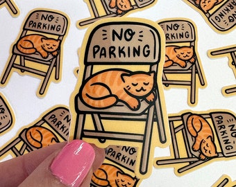 Mini Parking Chair Cat Vinyl Sticker | Waterproof Phone Sticker | Pittsburgh Parking Chair sticker | cute pittsburgher sticker | yinzer gift