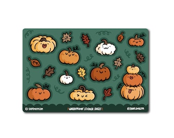Pumpkins Sticker Sheet | Mini Vinyl Stickers | halloween sticker sheet | cute cat sticker sheet | kawaii halloween stickers