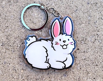 白いウサギのキーホルダー | かわいいアクリルキーホルダー | かわいい動物キーホルダー | 白いウサギのキーホルダー | マジシャンキーホルダー | ペットのウサギのキーホルダー