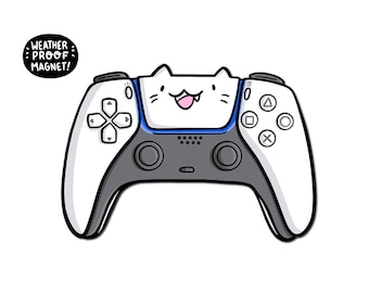 White Video Game Controller Magnet | Gaming magnet | Waterproof Vinyl Car Magnet |Console gaming Magnet |Game room decor |Cat Magnet | Games