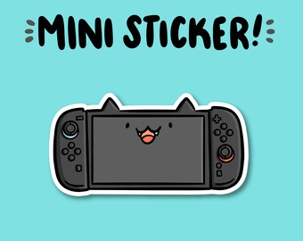 Video Game Cat 2 Mini Sticker | Waterproof Sticker |Kawaii video game Sticker | handheld console gaming | cute gamer sticker |gaming sticker
