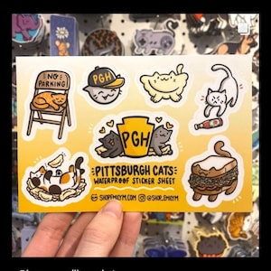 Pittsburgh Cats Waterproof Sticker Sheet | Vinyl Sticker | Pittsburgh Sticker Sheet | Kawaii Sticker | Cute Pierogi | Yinzer Gift | Ketchup