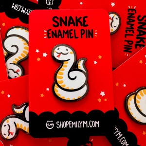 White Snake Enamel Pin | Kawaii Enamel Pin | cute hard enamel pin | snake zodiac | year of the snake | cute snake enamel pin | kawaii snake