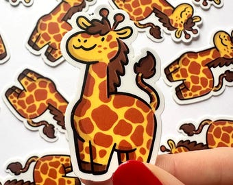 Giraffe Mini Sticker | Waterproof Vinyl Mini Sticker | Kawaii animal sticker | cartoon giraffe sticker | safari animals sticker | zoo animal
