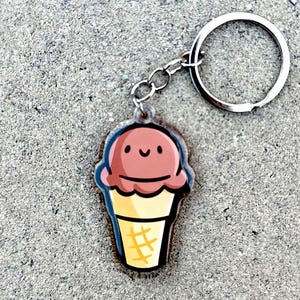 Chocolate Ice Cream Cone Keychain | cute acrylic keychain | happy food keychain | cute desserts keychain | scoop of ice cream | kawaii food