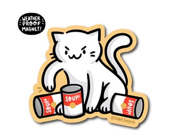 Tomato Soup Cat Magnet | Weatherproof Vinyl Magnet | Waterproof Car Magnet | cute food magnet | pittsburgh soup can magnet | cute pittsburgh
