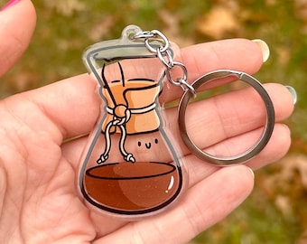 Pour Over Coffee Keychain | Cute Acrylic Keychain | coffee maker keychain | brewing coffee keychain | cute coffee keychain | black coffee