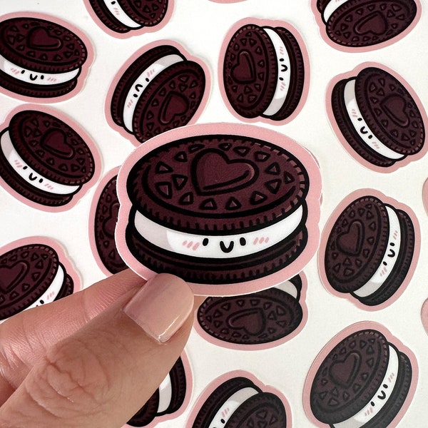 Chocolate Sandwich Cookie Mini Sticker | Waterproof Sticker |Kawaii Vinyl Sticker |Happy Food| Cute Desserts Sticker | Mini Cookie Sticker |