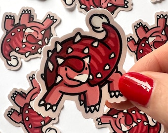 Mini pegatina de Anklyosaurus / Pegatina impermeable / Pegatina de dinosaurio kawaii / Mini pegatina para botella de agua / Pegatina de dinosaurio de dibujos animados / Dinosaurio lindo