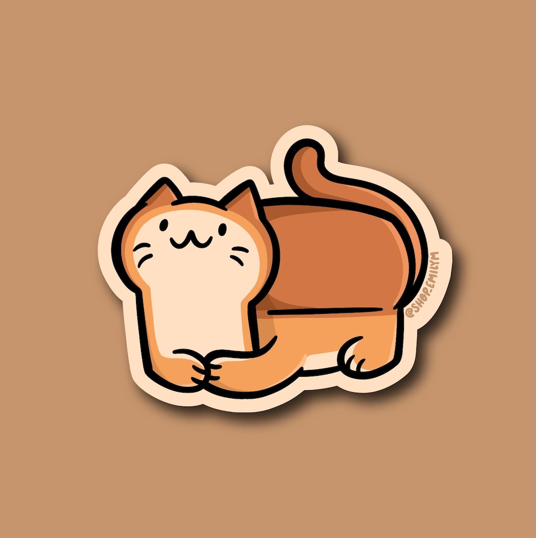 Bread Cat Sticker | Weatherproof Vinyl Sticker | Kawaii Food | Loaf of ...