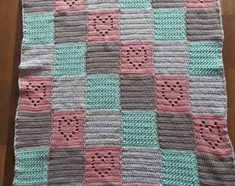 Hearts and Crosses Baby Blanket Pattern