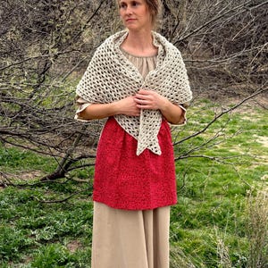Hand crocheted shawl, peasant pioneer renaissance regency traditional folk wrap