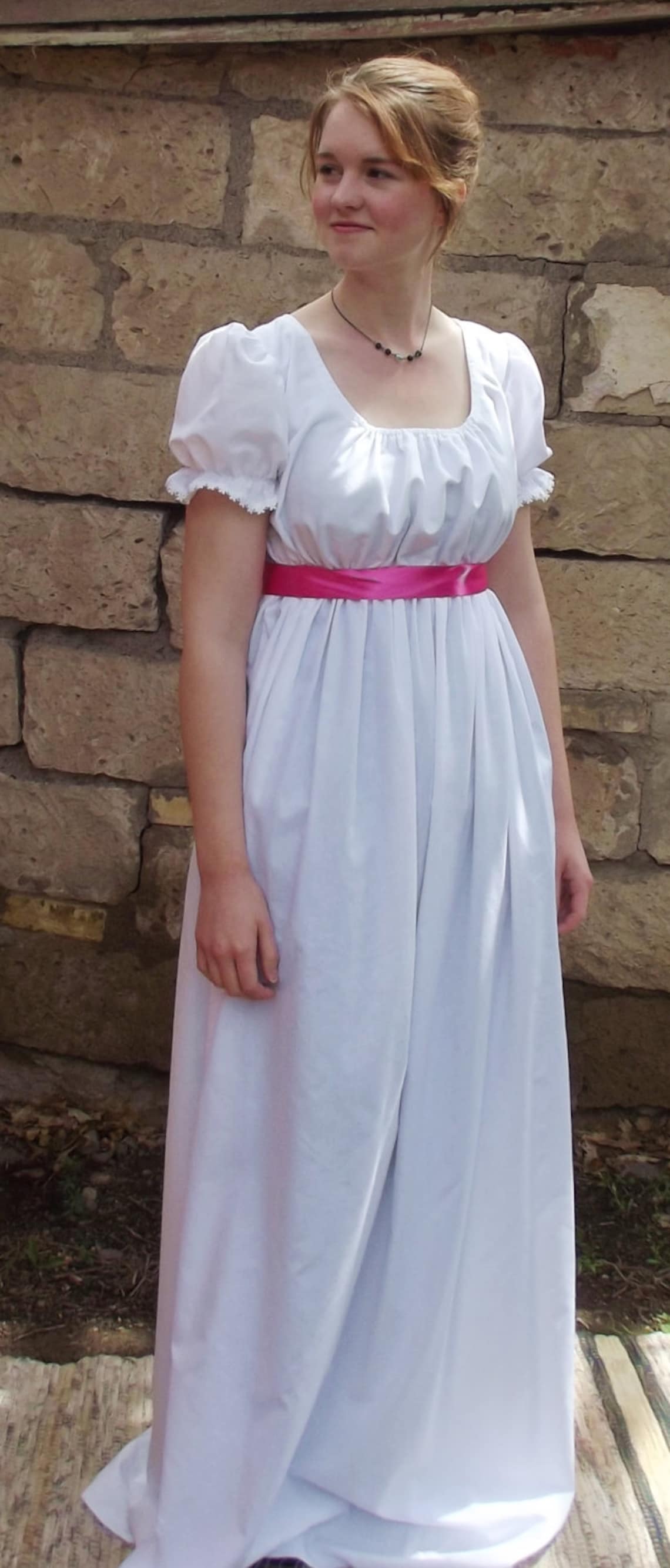 Regency Era White Gown Empire Waist Long Dress Etsy
