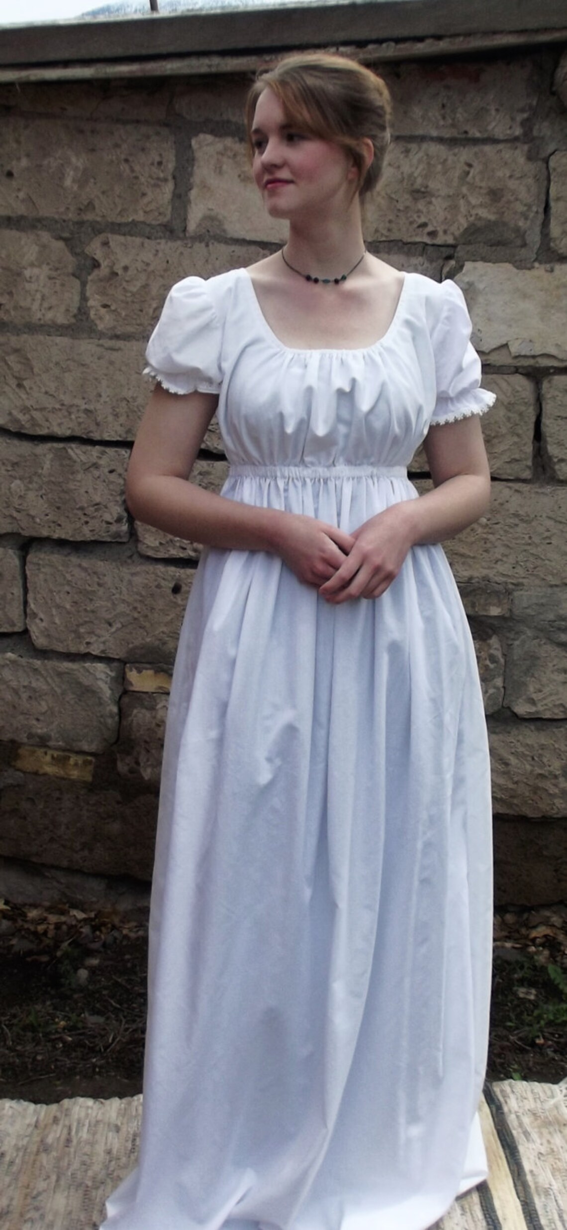 Regency Era White Gown Empire Waist Long Dress Etsy
