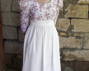 White half apron, dress-up or costume, vintage style clothing, Victorian, Regency Era, Pioneer Peasant apron