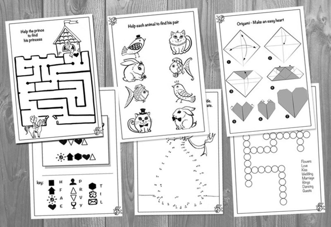 Wedding Activity Book Printable Personalized Kids Booklet Etsy