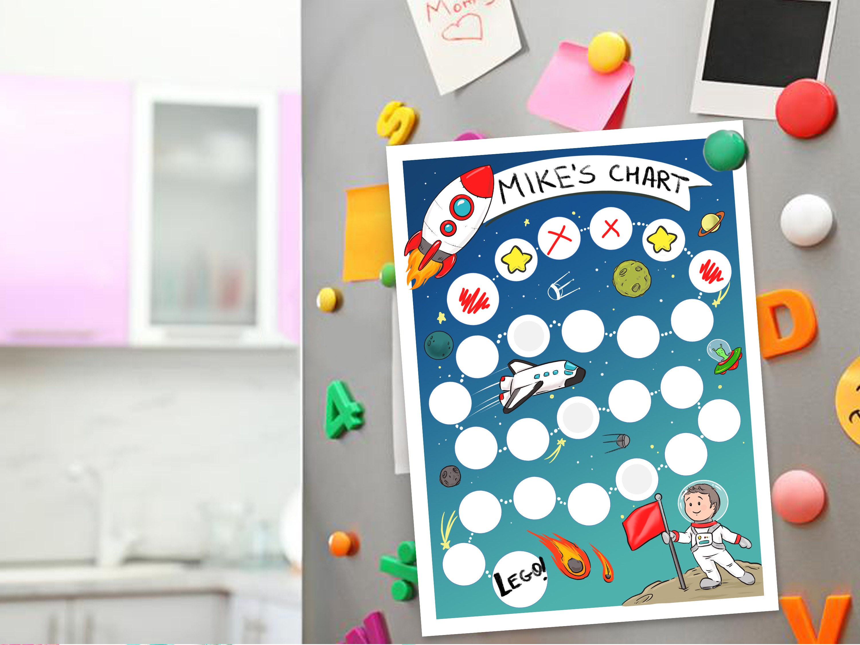 Reward Chart Printable Outer Space Reward Chart Boys | Etsy