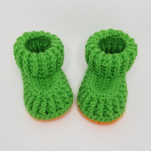 handmade crocheted double soled Children Slippers comfy & cozy perfect gifts for all ages offered in green/orange/blue/red/black/army colors