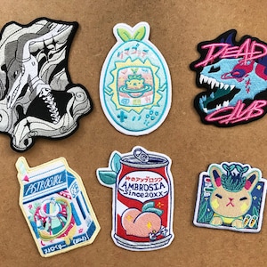 Astrogirl Milk Carton + Kumagotchi + Bunny Plant + Dead Club + Ambrosia Can + Skull Ram Iron-On Patches