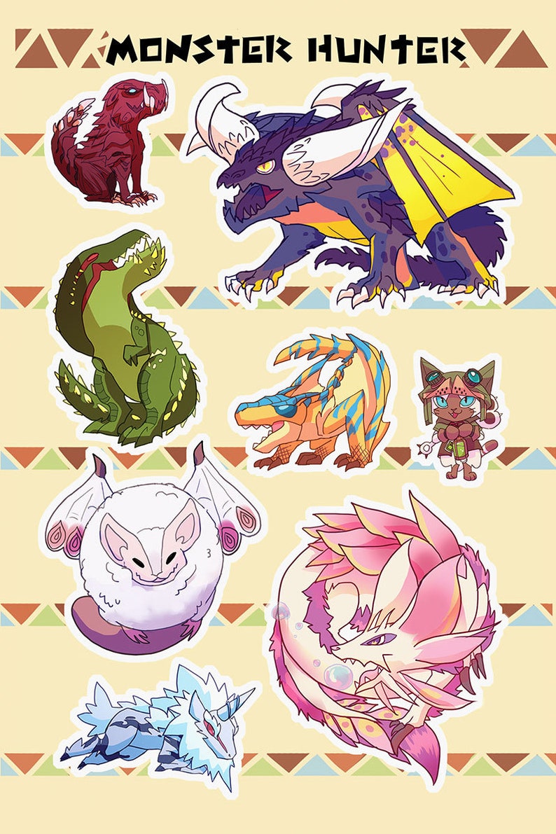 Monster Hunter Sticker Sheet 2 Designs Etsy