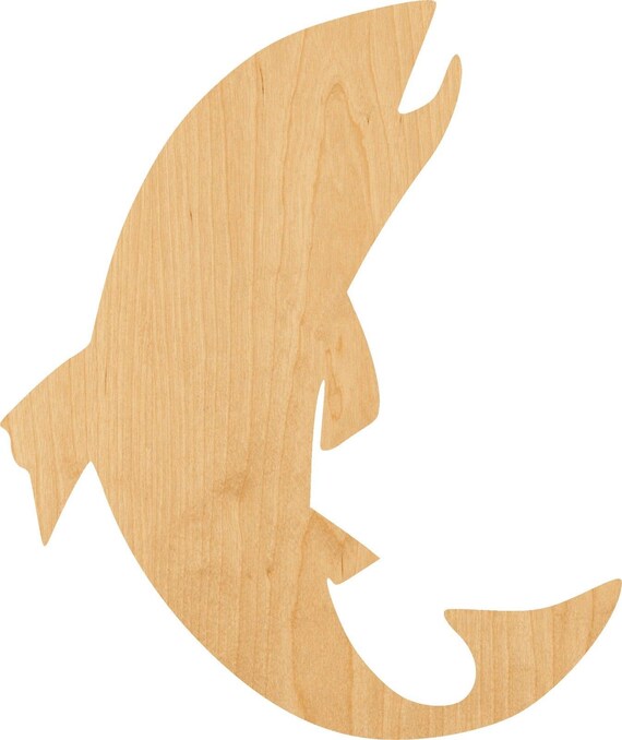 Salmon Fish Jumping Wooden Laser Cut Out Shape Great for Etsy