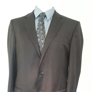Vintage 90s mens jacket by Paul Costelloe - 100% wool grey blazer with double back vents  42&quot; chest - long cut -large